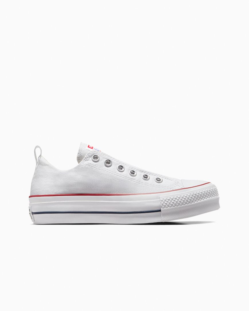 Topanky Na Platforme Converse Chuck Taylor All Star Lift Slip Nizke Damske Biele Červené Modre | SK FH5AB3